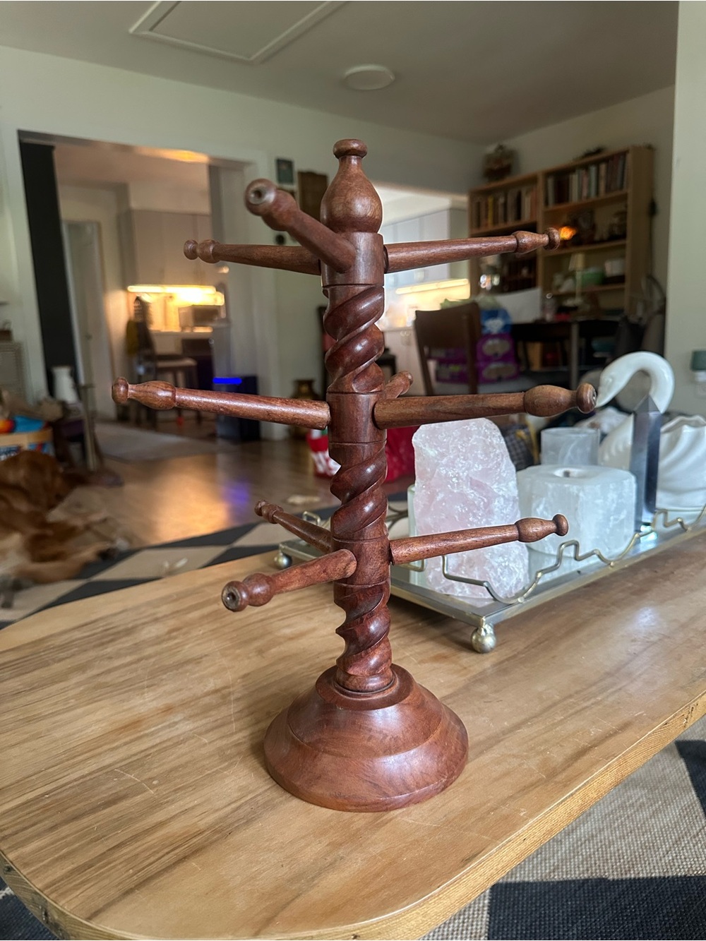 Boho wooden mug holder jewelry stand. 14” tall x 9”W - Picture 2 of 5